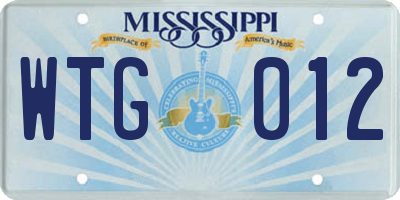 MS license plate WTG012