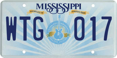 MS license plate WTG017