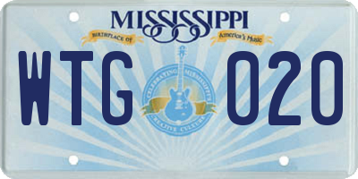 MS license plate WTG020