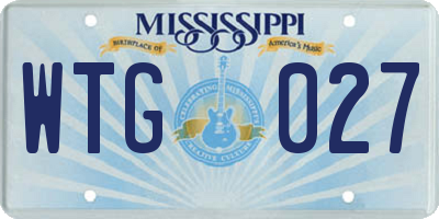 MS license plate WTG027