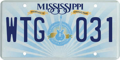 MS license plate WTG031
