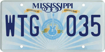 MS license plate WTG035
