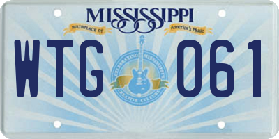 MS license plate WTG061