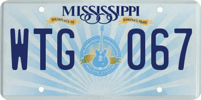 MS license plate WTG067