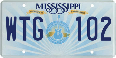 MS license plate WTG102