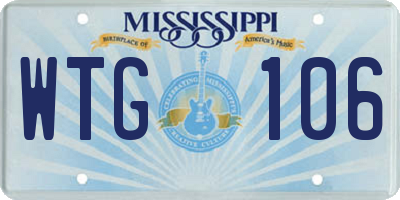 MS license plate WTG106
