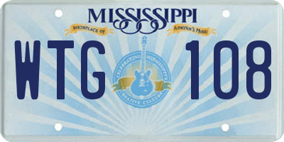 MS license plate WTG108