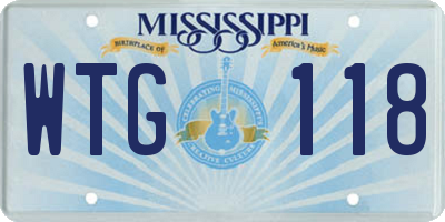 MS license plate WTG118