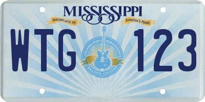 MS license plate WTG123