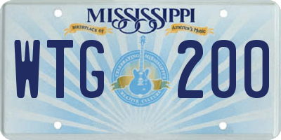 MS license plate WTG200