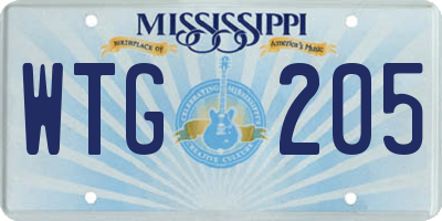 MS license plate WTG205