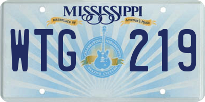 MS license plate WTG219
