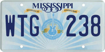 MS license plate WTG238