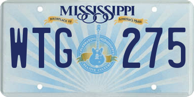 MS license plate WTG275