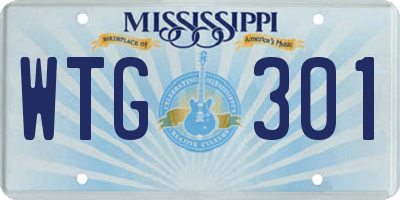 MS license plate WTG301