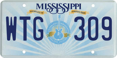 MS license plate WTG309