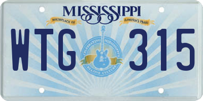 MS license plate WTG315