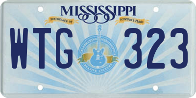MS license plate WTG323