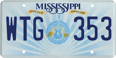 MS license plate WTG353