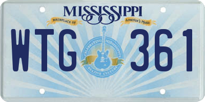 MS license plate WTG361
