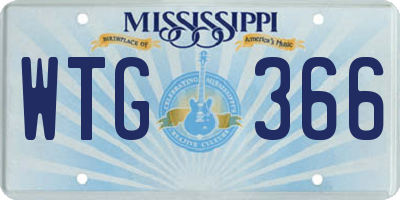 MS license plate WTG366