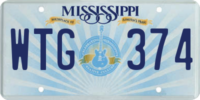 MS license plate WTG374