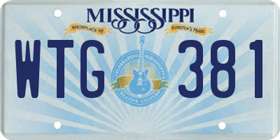 MS license plate WTG381