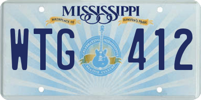 MS license plate WTG412