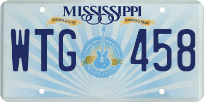 MS license plate WTG458