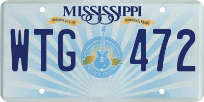MS license plate WTG472