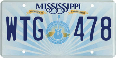 MS license plate WTG478