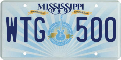 MS license plate WTG500