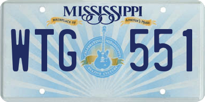 MS license plate WTG551