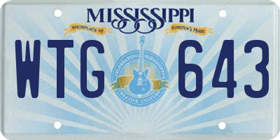 MS license plate WTG643