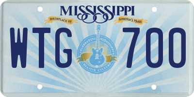 MS license plate WTG700