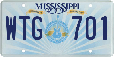 MS license plate WTG701
