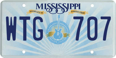 MS license plate WTG707