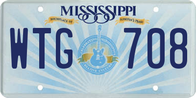 MS license plate WTG708