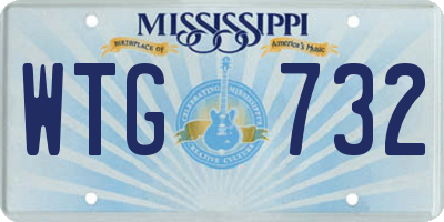 MS license plate WTG732