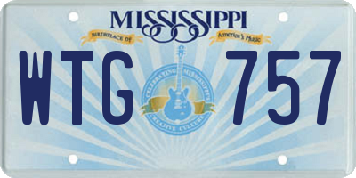MS license plate WTG757
