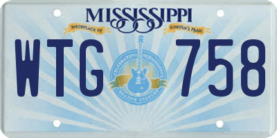 MS license plate WTG758