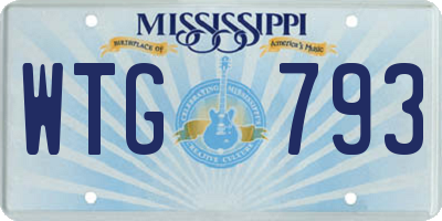 MS license plate WTG793