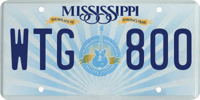MS license plate WTG800