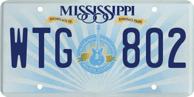 MS license plate WTG802