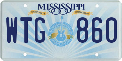 MS license plate WTG860