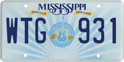 MS license plate WTG931