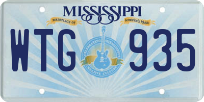 MS license plate WTG935