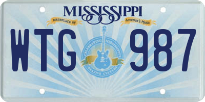 MS license plate WTG987