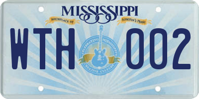 MS license plate WTH002