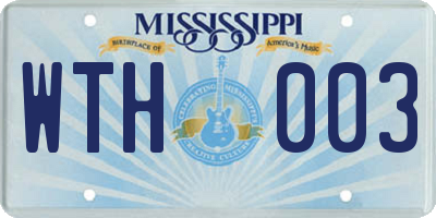 MS license plate WTH003